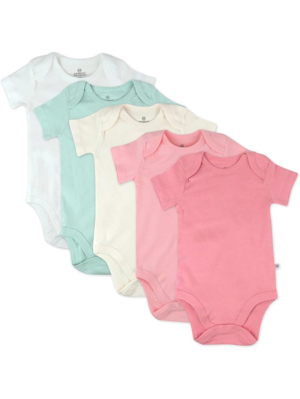 5-Pack Organic Cotton Short Sleeve Bodysuits for Infant Baby Girls - Soft